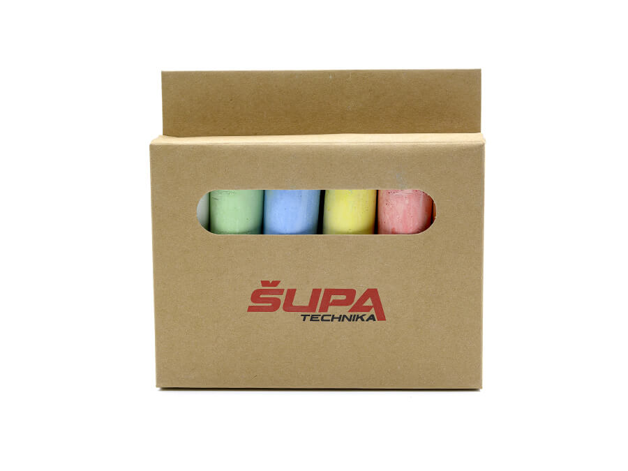 Farebné kriedy v papierovej krabičke s potlačou - sieťotlač;Barevné křídy v papírové krabičce s potiskem - sítotisk