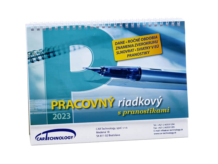 Stolový kalendár s potlačou - sieťotlač;Stolní kalendář s potiskem - sítotisk