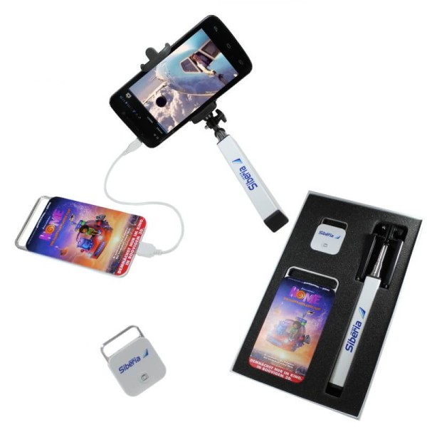 SET - POWER BANK, BLUETOOTH AUSLÖSER FÜR SMARTPHONE/IPHONE + SELFIE-STICK
