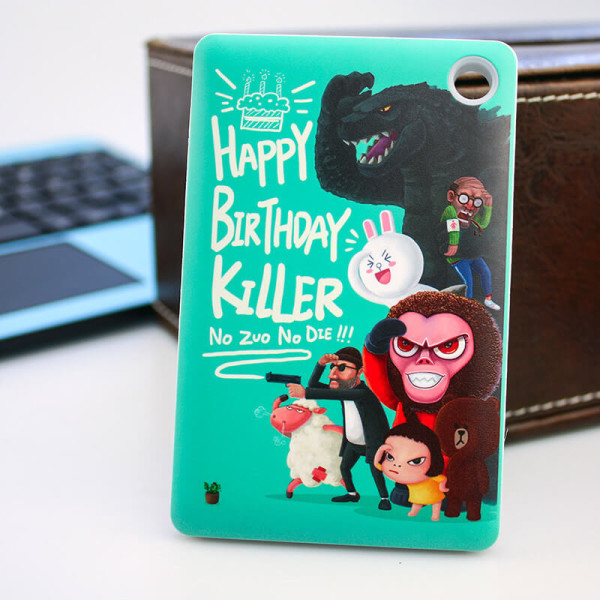 FLACHE POWER BANK (MOBILES LADEKABEL) MIT LEISTUNGSFÄHIGER LED LEUCHTE UND FENSTER ZUM AUFHÄNGEN, 5000 mAh