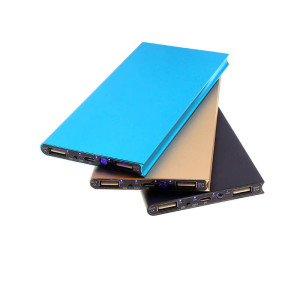 DUALE SLIM-POWER BANK MIT METALLGEHÄUSE (MOBILES LADEGERÄT) MIT LED-LEUCHTE, 8000 mAh - Reklamnepredmety