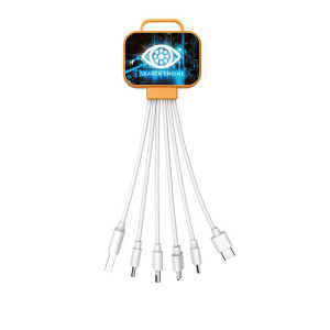 5 IN 1 USB-LADEKABEL MIT LED-LOGO - Reklamnepredmety
