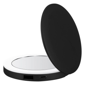 DOPPELTER TASCHENSPIEGEL MIT POWER BANK UND LED-BELEUCHTUNG, 3000 MAH - Reklamnepredmety