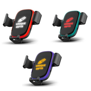 HANDYHALTERFÜR DAS AUTO, MIT LED-LOGO UND KABELLOSEM LADEGERÄT - Reklamnepredmety