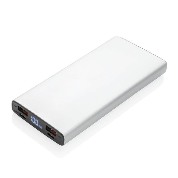 18W PD Powerbank mit 10.000 mAh aus Aluminium, silber