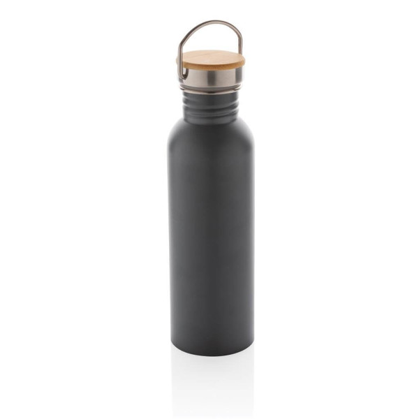 Moderne Stainless-Steel Flasche mit Bambusdeckel, grün