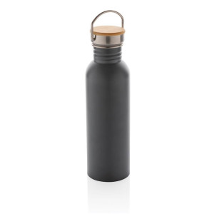 Moderne Stainless-Steel Flasche mit Bambusdeckel, grün - Reklamnepredmety