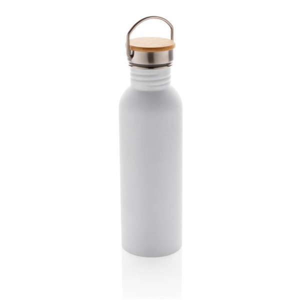 Moderne Stainless-Steel Flasche mit Bambusdeckel, grün
