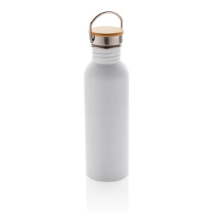 Moderne Stainless-Steel Flasche mit Bambusdeckel, grün - Reklamnepredmety