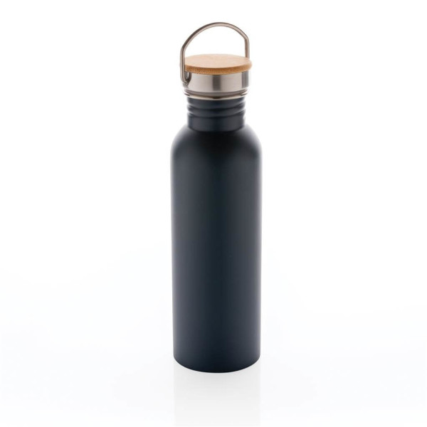 Moderne Stainless-Steel Flasche mit Bambusdeckel, grün