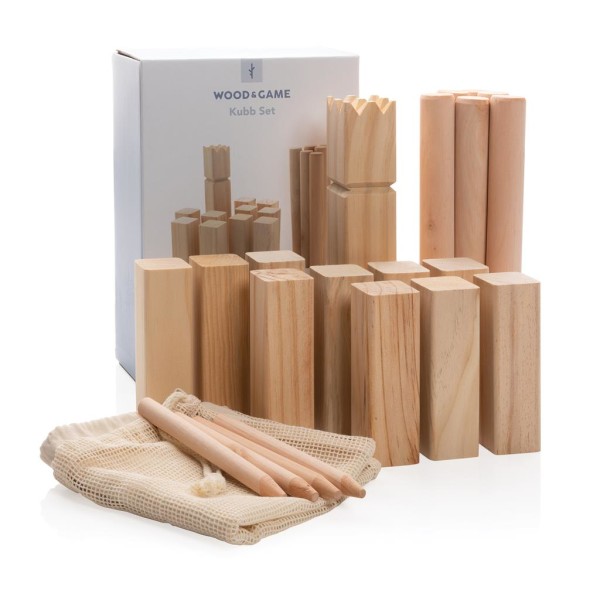 Kubb Wikingerschach-Spiel aus Holz, braun