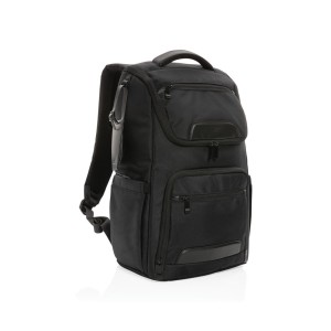 Swiss Peak AWARE™ RPET Voyager 15.6" Laptop Rucksack, schwar - Reklamnepredmety