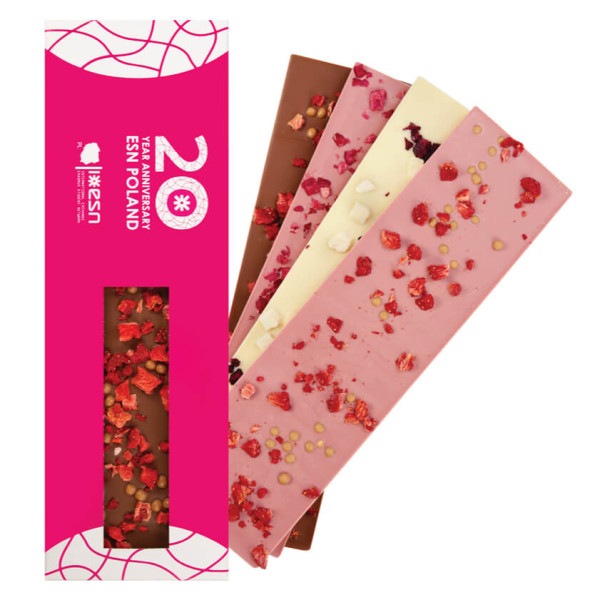 Schokolade mit bedrucktem Umschlag