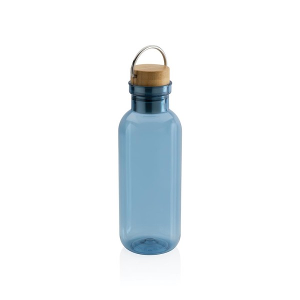 GRS rPET Flasche with FSC Bambusdeckel und Griff, blau