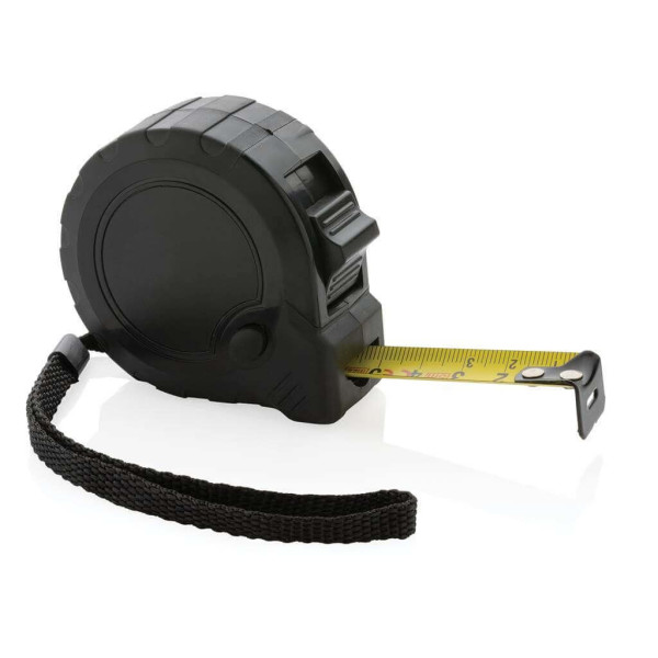 5m/19mm Maßband mit Stop-Taste aus RCS recycelt. Kunststoff, gelb