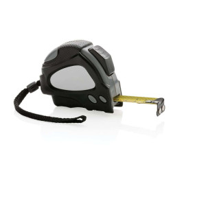Auto-Stop-Maßband aus recyceltem Kunststoff, 5m/19mm, schwarz - Reklamnepredmety