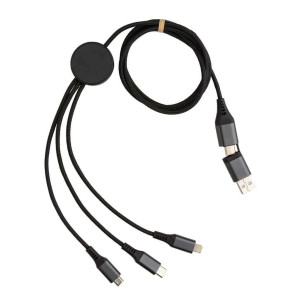 Terra 120cm 6-in-1-Kabel aus RCS recyceltem Aluminium, grau - Reklamnepredmety