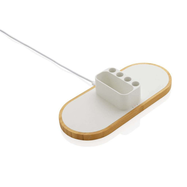 Ontario 10W Dual Charger aus FSC®Bambus & RCS rPlastik, weiß