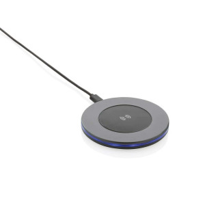 Terra 10W Wireless Charger aus RCS recyceltem Aluminium, grau - Reklamnepredmety