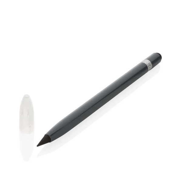 Tintenloser Stift aus Aluminium mit Radiergummi, grün