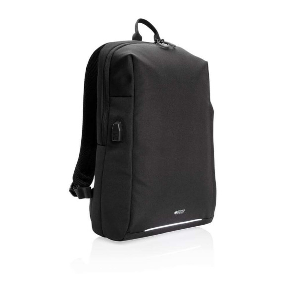 Swiss Peak AWARE™ RFID und USB-Laptop-Rucksack, schwarz