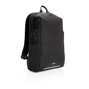 Swiss Peak AWARE™ RFID und USB-Laptop-Rucksack, schwarz - Reklamnepredmety