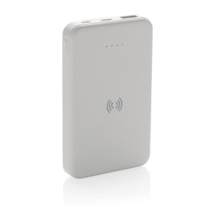 5.000mAh 5W Wireless Powerbank aus RCS recyceltem Kunststoff, weiß - Reklamnepredmety