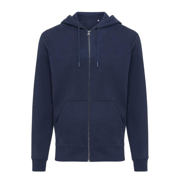 Iqoniq Abisko Zip-Kapuzenpullover aus recycelter Baumwolle, ungefärbtes blau