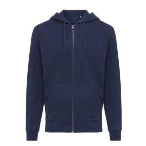 Iqoniq Abisko Zip-Kapuzenpullover aus recycelter Baumwolle, ungefärbtes blau - Reklamnepredmety