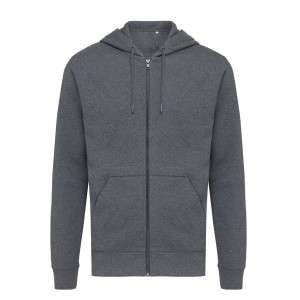 Iqoniq Abisko Zip-Kapuzenpullover aus recycelter Baumwolle, ungefärbtes blau - Reklamnepredmety