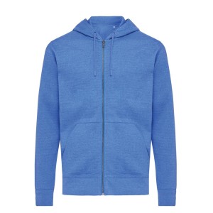 Iqoniq Abisko Zip-Kapuzenpullover aus recycelter Baumwolle, ungefärbtes blau - Reklamnepredmety