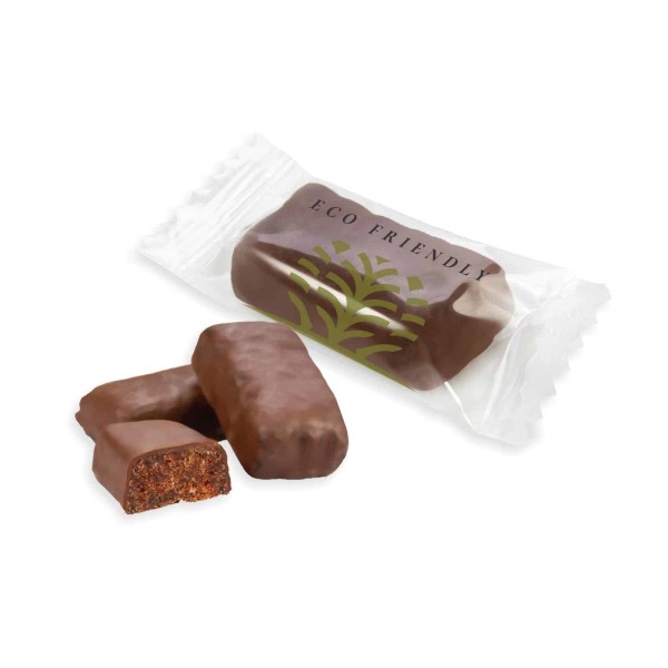 Dattelriegel umhüllt von dunkler Schokolade