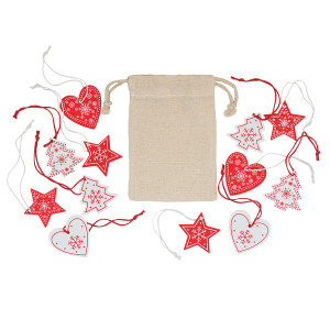 XMAS DECOR Set mit Weihnachtsdekorationen aus Holz in einer Tüte - Reklamnepredmety
