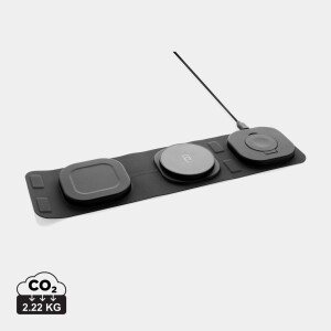 Swiss Peak 15W 3-in 1 Wireless-Reise-Charger aus RCS Plastik, grau - Reklamnepredmety