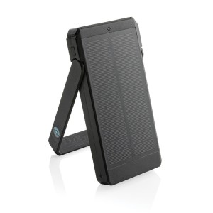 Skywave 10000mAh Solarpowerbank aus RCS recycelt. Kunststoff, schwarz - Reklamnepredmety