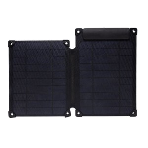Solarpulse 10W tragbares Solarmodul aus RCS rPlastik, schwarz - Reklamnepredmety