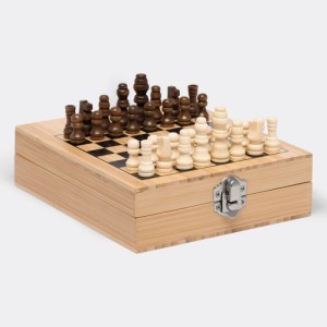 Weinset BAMBOO CHESS mit Schachspiel - Reklamnepredmety