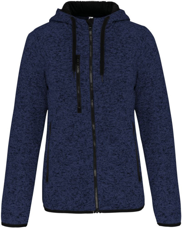 Melange Kariban ProAct Damen-Strickfleecejacke mit Kapuze