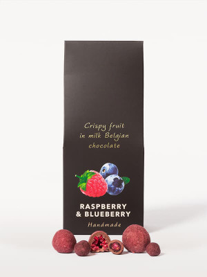 Himbeere und Heidelbeere in Milchschokolade 80 g - Reklamnepredmety