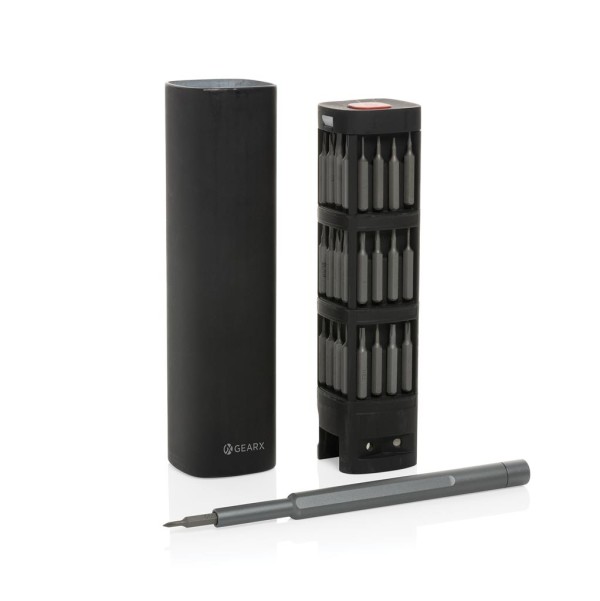 Gear X 56-tlg. Präzisions-Bit-Set aus RCS recyc. Aluminium, schwarz