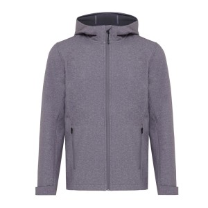 Iqoniq Makalu Herren Softshelljacke aus recyceltem Polyester, vulcano heather grey - Reklamnepredmety