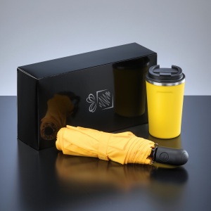 REISE-SET: THERMO-BECHER NORDIC 350 ML & VOLLAUTOMATISCHER REGENSCHIRM - Reklamnepredmety