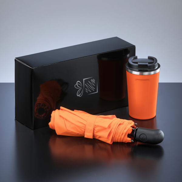 REISE-SET: THERMO-BECHER NORDIC 350 ML & VOLLAUTOMATISCHER REGENSCHIRM