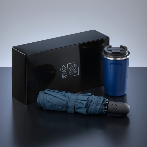 REISE-SET: THERMO-BECHER NORDIC 350 ML & VOLLAUTOMATISCHER REGENSCHIRM