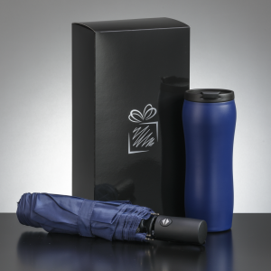 PRIMO-SET: VAKUUMBECHER 400 ML & AUTOMATISCHER REGENSCHIRM - Reklamnepredmety