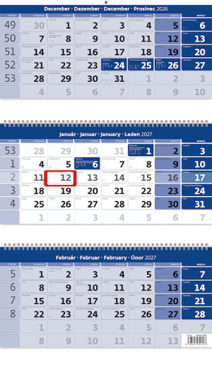 Dreimonatskalender blau mit Spirale - Reklamnepredmety