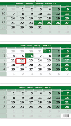 Dreimonatskalender grün mit Spirale - Reklamnepredmety