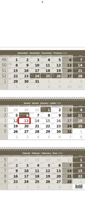 Dreimonatskalender, grau, mit Spirale - Reklamnepredmety