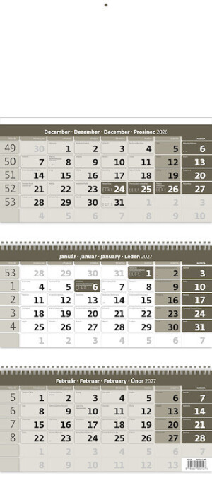 Dreimonatskalender, grau, mit Spirale - Reklamnepredmety