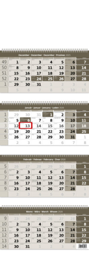 Viermonatskalender, grau, mit Spirale - Reklamnepredmety